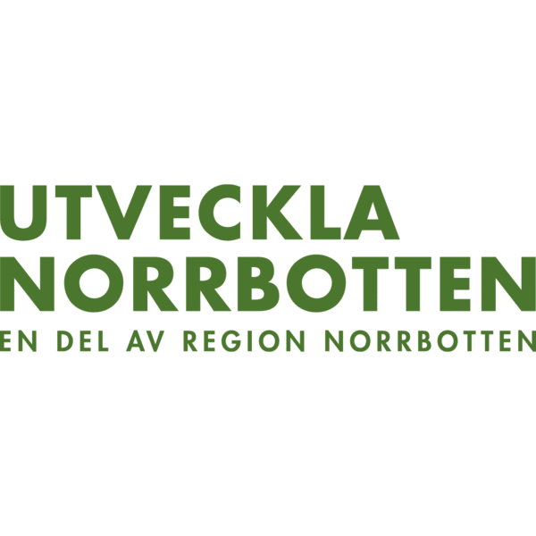 Grön logotyp med texten ”UTVECKLA NORRBOTTEN” och undertexten ”EN DEL AV REGION NORRBOTTEN” på vit bakgrund, som presenterar eller markerar organisationen Utveckla Norrbotten som sponsor eller avsändare.