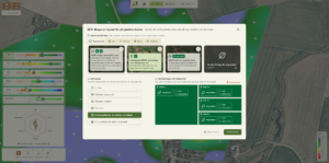 Map app dialog “Skapa en layout för att jämföra kartor” lets the user choose a comparison layout and vegetation suggestions, then select four maps (KARTA 1–4) with year 2025 dates, and click “Jämför kartor”.